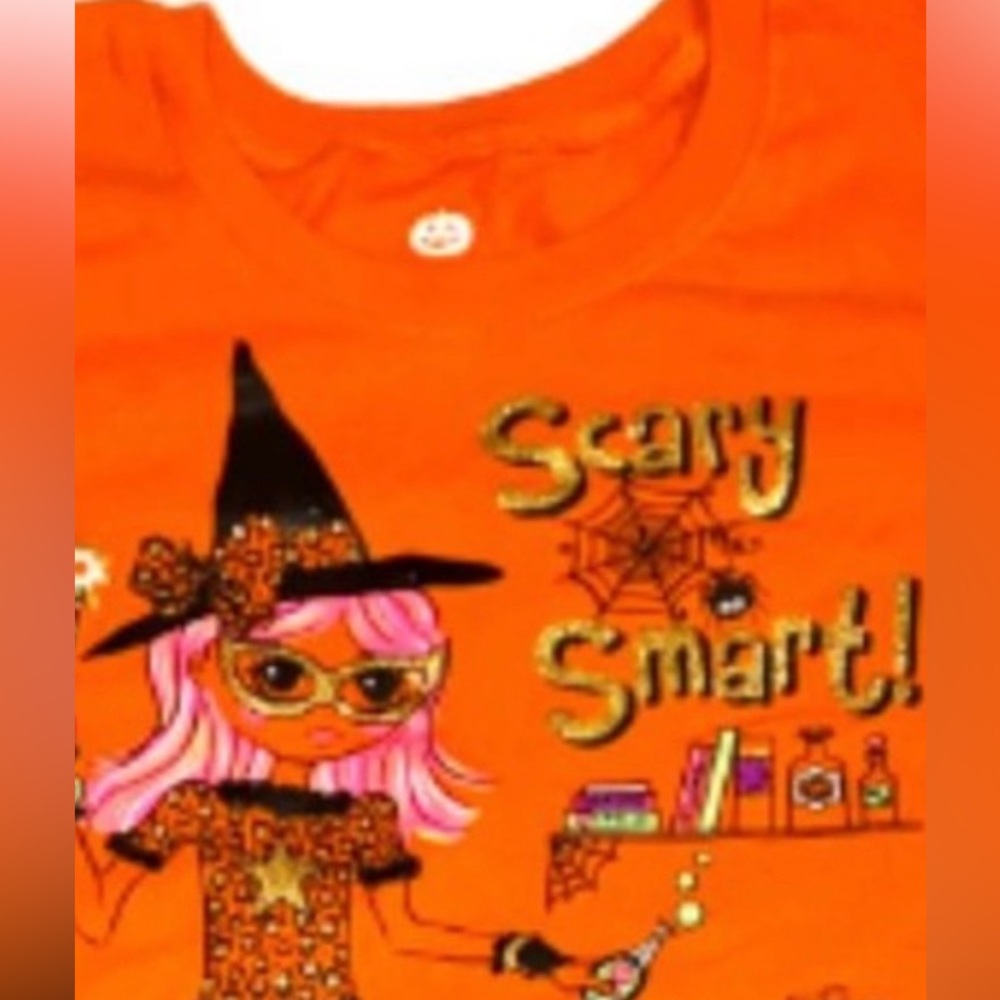 Halloween Scary Smart Witch Tee Shirt Girls Size 14-16